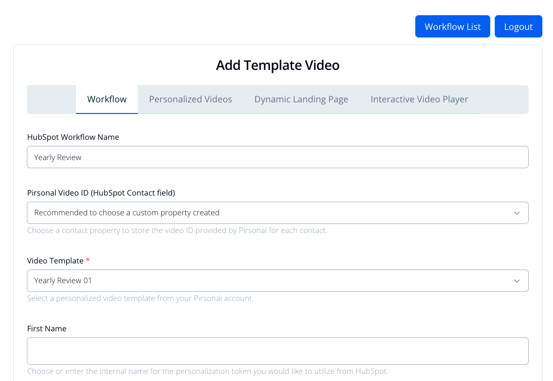 Screenshot of the Workflow settings tab